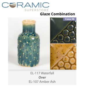 Waterfall EL117 over Amber Ash EL107 Glaze Combination
