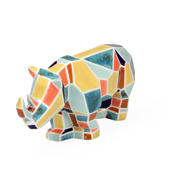 Ceramic Bisque Faceted Rhino