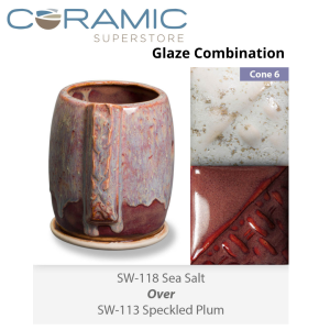 Sea Salt SW-118 over Speckled Plum SW-113 Stoneware Combination