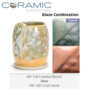 Celadon Bloom SW150 over Coral Sands SW168 Stoneware Combination