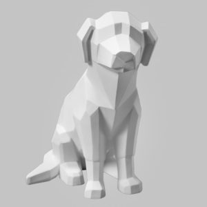 Ceramic Bisque Faceted Dog - Case of 4