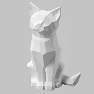 Ceramic Bisque Faceted Cat - Case of 4